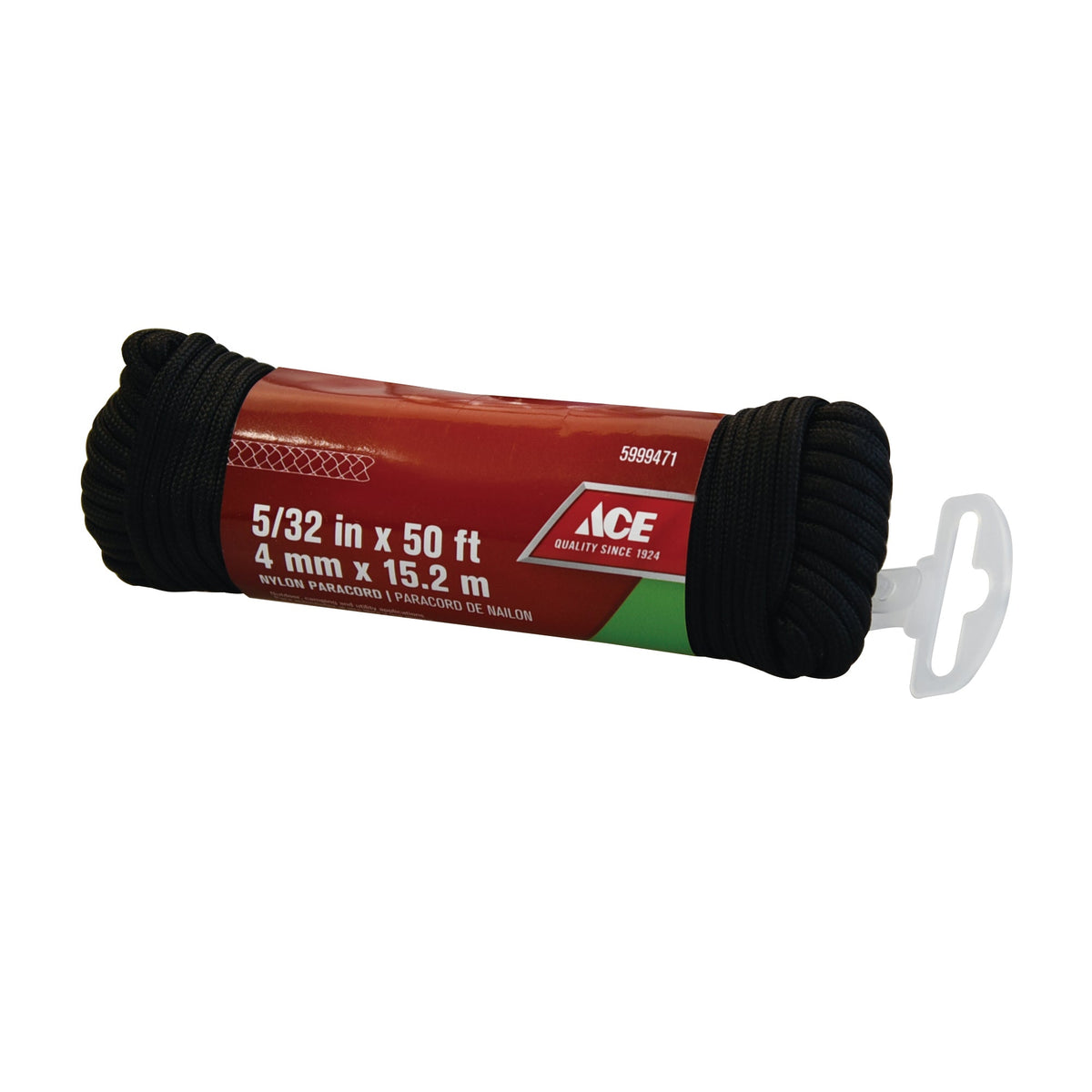 ACE black paracord, five-thirty-seconds inch by 50 feet