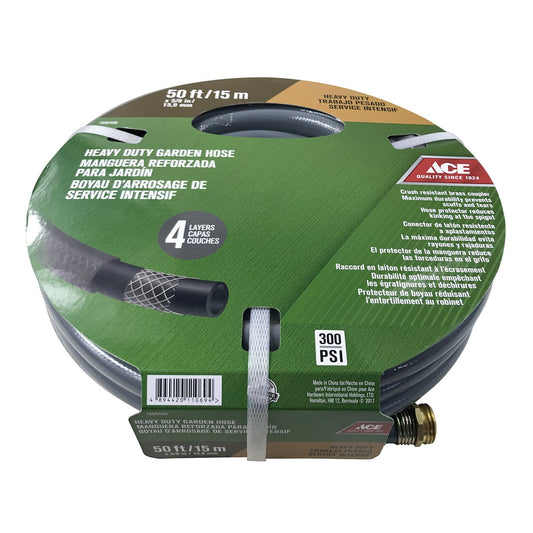ACE GARDEN HOSE HEAVY DUTY 50FT X 5/8IN DIA. (15.2M X 15.9MM DIA.) BRASS COUPLER