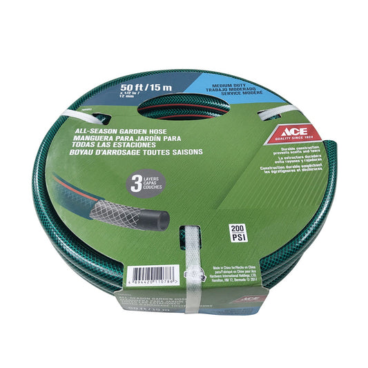 ACE GARDEN HOSE MEDIUM DUTY 50FT X 1/2IN DIA. (15.2M X 12.7MM DIA.) NO ENDS